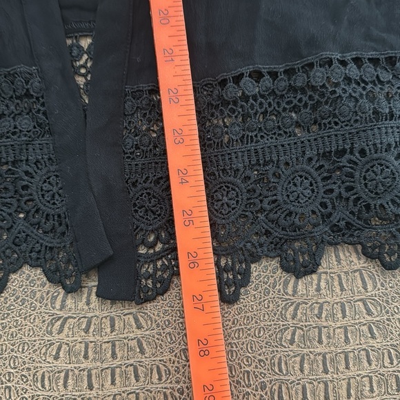 NY Collection Black Open Cardigan – 3/4 Sleeve with Crochet Trim, Size 1X - Picture 4 of 8